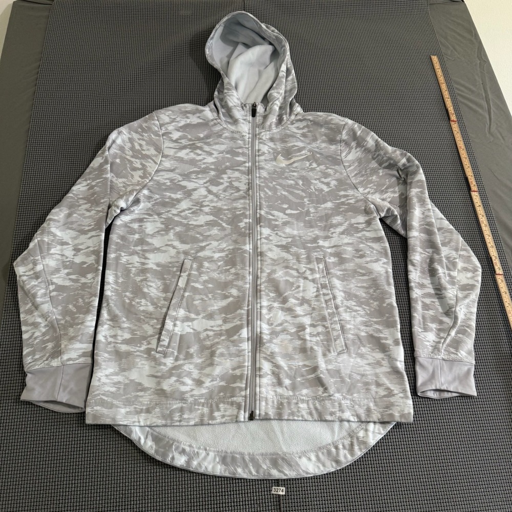 Nike Basketball Dri-FIT Mens Medium Gray Camo Full Zip Hoodie 3274